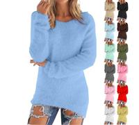Black Friday Angebote 2024 Damen Kleidung Pullover Damen Winter Fleece Flauschig Pulli Fleecepullover Lang Weich Langarmshirt Warm Sweatshirt Fleecepulli Plüsch Tops Oberteile Festival Must Haves