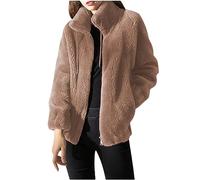 black friday angebote 2024 Fleecejacke Damen Elegant Stehkragen Winterjacke Dicke Warme Plüschjacke Teddyjacke Winter Plüsch Mantel Teddyfleece Jacke Wintermantel Langarm Übergangsjacke Große Größen