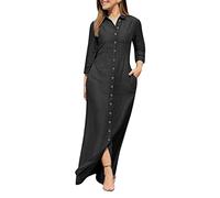 Black Friday Angebote 2024 Freizeitkleider für Damen,Damen-Jeanskleid Vintage-Stil Kurzärmlig Jeansbluse Damen Lang Blusenkleider Damen Jeanskleider für Damen Strandkleid Damen Wickelkleid