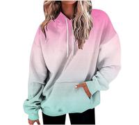 Black Friday Angebote 2024 Hoodie Damen Oversize Kapuzenpullover Farbverlauf Pullover Sweatshirt mit Kapuze Langarm Winter Mode Oberteile Casual Sportshirt Kordelzug Langarmshirt Streetwear Shirt