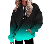 Black Friday Angebote 2024 Hoodie Damen Oversize Kapuzenpullover Farbverlauf Pullover Sweatshirt mit Kapuze Langarm Winter Mode Oberteile Casual Sportshirt Kordelzug Langarmshirt Streetwear Shirt