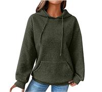 Black Friday Angebote 2024 Hoodie Damen Waffel Kapuzenpullover Winter Einfarbig Pullover mit Kapuze Baumwolle Sweatshirt Langarm Hoody Oberteile Locker Bequem Langarmshirt Bunte Kapuzenpulli Shirt