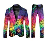 Black friday angebote 2024 Sakkos für Herren 2-Teiliger Party Freizeit Langarm Anzugjacke Performance Anzugjacken Bunt Muster Blazer Halloween Karneval Kostüm für Hochzeit Party Festlich Fasching