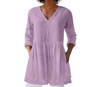 Black Friday Angebote 2025 Ab Wann Leinenbluse Damen, Blusenshirt Langarm Sommer Leinen Shirt Sommerblusen Leicht Strand Tunika Luftig Oberteile Tshirt Longshirt Blusen & Tuniken Für Damen