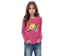 Black Friday Angebote 2025 Langarmshirt Mädchen Kawaii Bären Druck Pullover Lässig O-Ausschnitt Bluse Schlank Longshirt Unisex Kinder Dünne Pulli Leichte Langarm Tshirt Bequem Oberteile