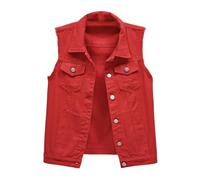 Black Friday Sale Jeansjacke Kurz Damen Mehrfarbige Jeansweste Für Damen Kurz Für Frühling Und Schmal Dünn Aus Sackleinen Ärmellos Schultern Weste Mit Gebrochenen Löchern Ausgefallene Pullover Damen