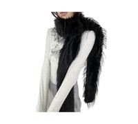 (Black) Furry Plush Collar Scarf for Women Teens Thicken Warm Neck Wrap All Matching Shawl Cold Weather Casual Wear Collar Scarf White