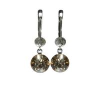 Black Jack Ohrhänger mit längl. Verschluss in Crystal Golden Shadow Fassung Silber