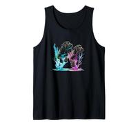 Black Lab Puppies Buntes Splash-Kunstmotiv, Blau, Rosa Tank Top