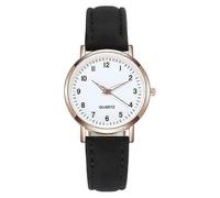 (Black) Ladies Watches Womens Small Quartz Analogue Wrist Watch Casual Leather