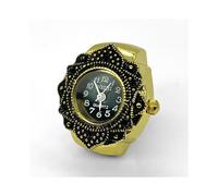 (Black, pack-1) Vintage Ring Watch Silver Adjustable Finger Watch for Women Men Unique Retro Quartz Gift