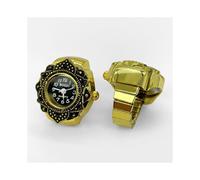 (Black, pack-4) Vintage Ring Watch Silver Adjustable Finger Watch for Women Men Unique Retro Quartz Gift