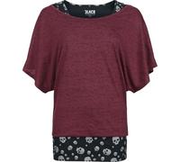 Black Premium by EMP Damen Bordeaux-schwarzes T-Shirt und Top Doppelpack M