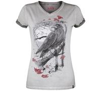 Black Premium by EMP Damen graues T-Shirt mit Rabenprint XL