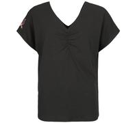 Black Premium by EMP Damen graues T-Shirt mit V-Ausschnitt und Raffung M