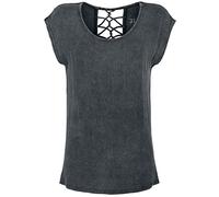 Black Premium by EMP Damen graues T-Shirt mit Zierbändern am Rücken XXL