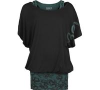 Black Premium by EMP Damen schwarz-grünes T-Shirt mit Schlangen S