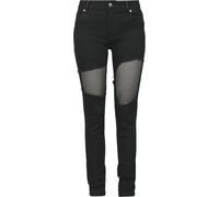 Black Premium by EMP Damen Schwarze Jeans mit Mesh hinterlegten Cut-Outs W31L32
