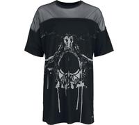 Black Premium by EMP Oversized T-Shirt with Mesh & Skullprint T-Shirt schwarz in S