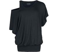 Black Premium by EMP Damen schwarzes T-Shirt im Double-Layer-Look XXL