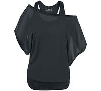 Black Premium by EMP Damen schwarzes T-Shirt mit Fledermausärmeln S