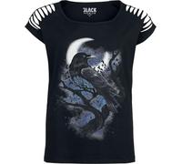 Black Premium by EMP Damen schwarzes T-Shirt mit Ripped-Ärmeln S