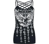Black Premium by EMP Damen schwarzes Tank-Top mit Raben Frontprint im Silberdruck