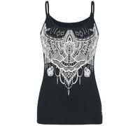 Black Premium by EMP Damen schwarzes Top mit Schmetterling-Print und Spaghettiträgern S