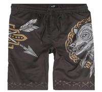Black Premium by EMP Swim Shorts With Arrow and Wolf Print Badeshort schwarz in XL