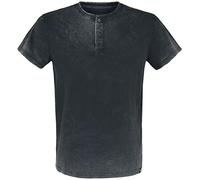 Black Premium by EMP T-Shirt mit Waschung und Knopfleiste T-Shirt oliv in S