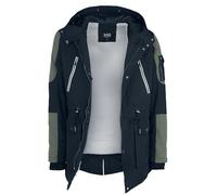Black Premium by EMP Herren schwarz-güne Winterjacke mit Kunstfellkragen
