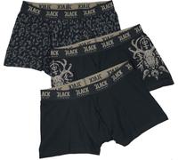 Black Premium by EMP Herren schwarzes Dreierpack Boxershorts mit Muster S