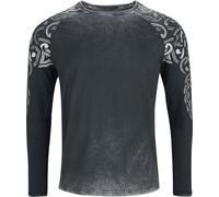 Black Premium by EMP Herren schwarzes Langarmshirt mit großem Totenkopf-Backprint M