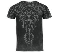 Black Premium by EMP Black Washed T-Shirt With Runes And Skulls T-Shirt schwarz in L