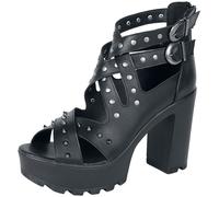 Black Premium by EMP Damen schwarze High Heels mit Riemen und Nieten EU38