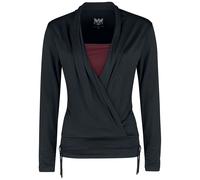 Black Premium by EMP Langarmshirt in Wickeloptik Langarmshirt schwarz bordeaux in XXL