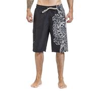 Black Premium by EMP Schwarze Badeshorts mit keltisch anmutendem Raben-Print Badeshort schwarz in L