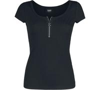 Black Premium by EMP Schwarzes T-Shirt mit Reißverschluss im Ausschnitt T-Shirt schwarz in M