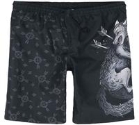 Black Premium by EMP Swim Shorts With Wolf Print Badeshort schwarz in L
