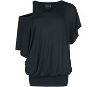 Black Premium by EMP Damen schwarzes T-Shirt im Double-Layer-Look M