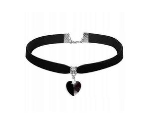 Black Ribbon Heart Choker Necklace
