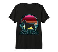 Black Russian Terrier Vintage 80s Vaporwave Aesthetic Dog Premium T-Shirt