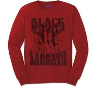 Black Sabbath Unisex T Shirt Band and Logo Official Unisex Red Long Sleeve T-Shirt, Red,