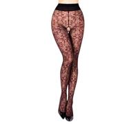 Black Secret Ballerina-Strumpfhose mit Blumenmuster im Schritt [BS135], Schwarz/Bordeaux, XL