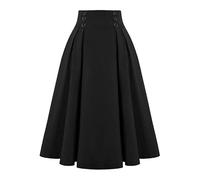 Black Sugar Damen-Rock, lang, Bleistift, Retro, Gothic, Damen, Vintage, viktorianischer Stil, hohe Taille, langer Rock, Schwarz, Schwarz , 3XL Taille Petite