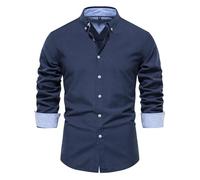 Black Week Angebote 2025 Bestellungen Anzeigen Herren Hemd Casual Regular Fit Einfarbig Langarm Slim Shirt Casual Top Hemden Schwarz Rot Angebote des Tages Heute Sale