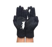 (Black)Womens Winter Cute Gloves Cat Fish Full Finger Mittens