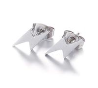 BlackAmazement 2er Set 316L Edelstahl Ohrstecker Blitz Donnerkeil Thunderbold Lightning Silber Schwarz Rose Gold Damen Herren (Silber)