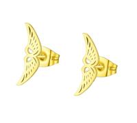BlackAmazement 2er Set 316L Edelstahl Ohrstecker Ohrringe Engelsflügel Engel Flügel Angel Wings silber rose gold schwarz Damen (Gold)