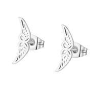 BlackAmazement 2er Set 316L Edelstahl Ohrstecker Ohrringe Engelsflügel Engel Flügel Angel Wings silber rose gold schwarz Damen (Silber)